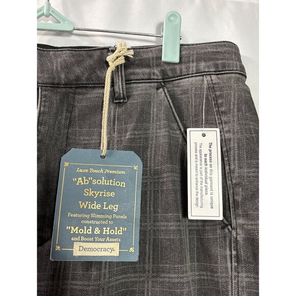 Democracy Womens Ab Solution Skyrise Wide Leg Jeans Size 14 Gray Plaid New - Picture 7 of 10